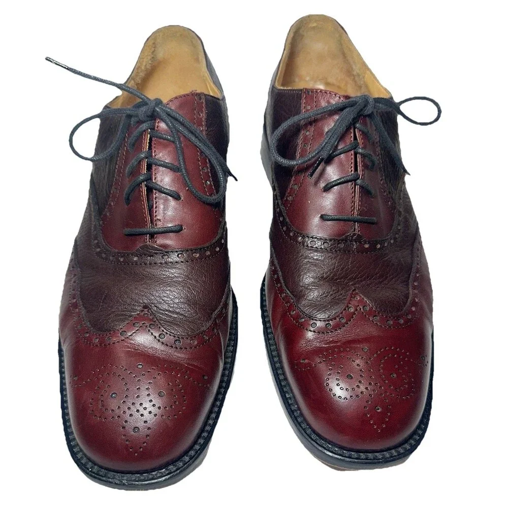 Mario Calugi MC06 Wingtip Brogue Oxford Shoes Burgundy Leather Mens 11 Italy